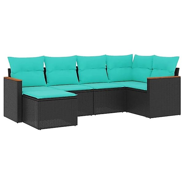 vidaXL 6-Tlg Gartensofa-Set mit Kissen Schwarz Polyrattan 3226176 günstig online kaufen