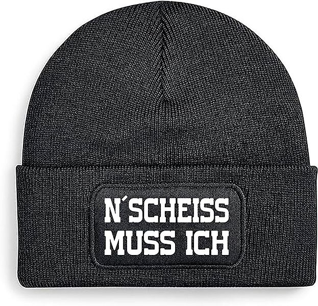 Herzbotschaft Beanie Strickmütze mit Spruch N´Scheiss günstig online kaufen