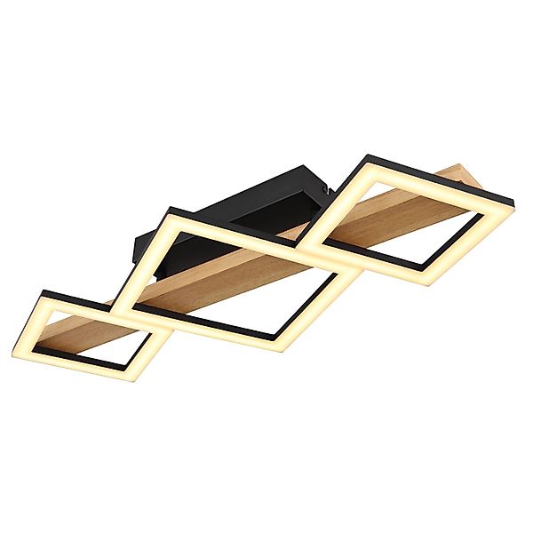 Globo LED-Deckenleuchte Dustin Holzfarben/Schwarz 66 x 30 cm günstig online kaufen