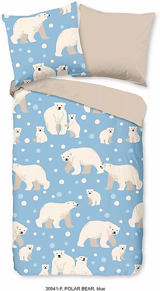 good morning Kinderbettwäsche »Polarbear Repeat«, Biber, 135x200, Warm, Wei günstig online kaufen