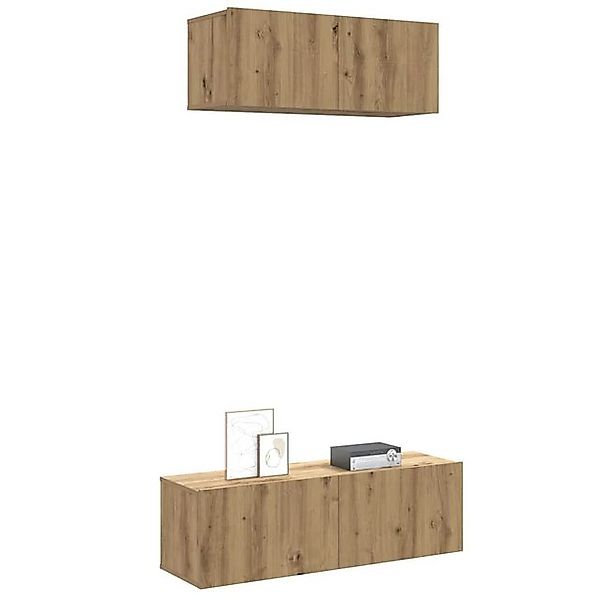 vidaXL Schrankmodule 2-tlg. TV-Schrank-Set Wandmontage Artisan-Eiche Holzwe günstig online kaufen