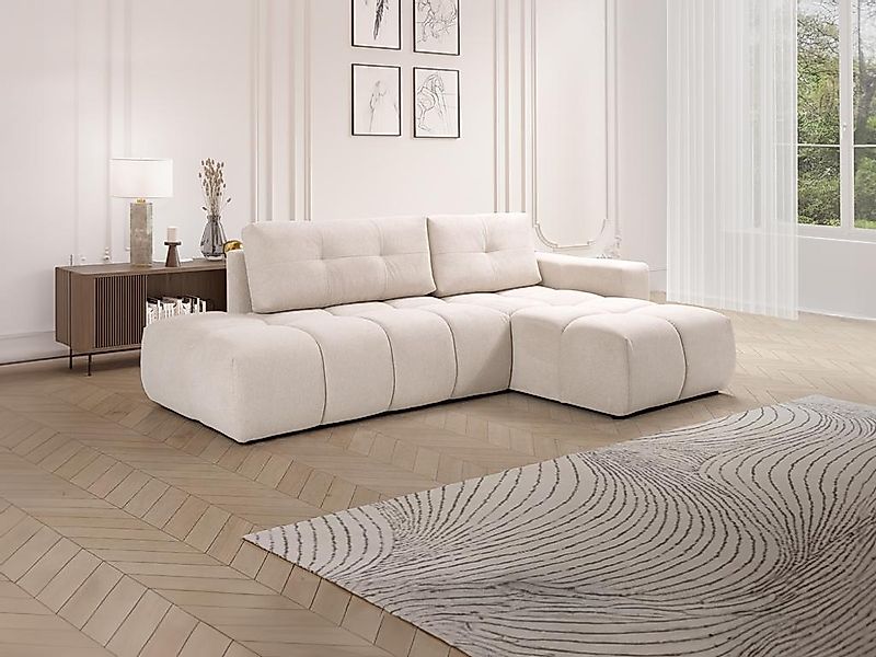 Ecksofa mit Schlaffunktion - Ecke rechts - Stoff - Beige - TRIMALDI günstig online kaufen