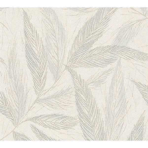 AS Creation Vliestapete Natur Blätter 10,05 m x 0,53 m Weiß-Blau FSC® günstig online kaufen