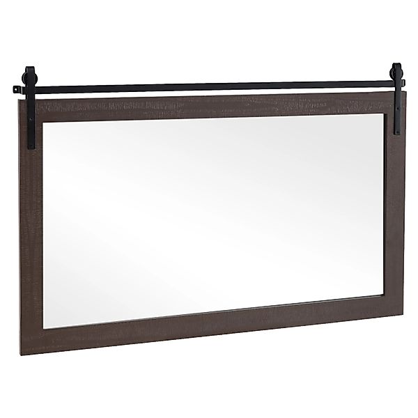 Costway Rechteckiger Spiegel mit Holzrahmen 100 x 66 cm Dunkelbraun günstig online kaufen