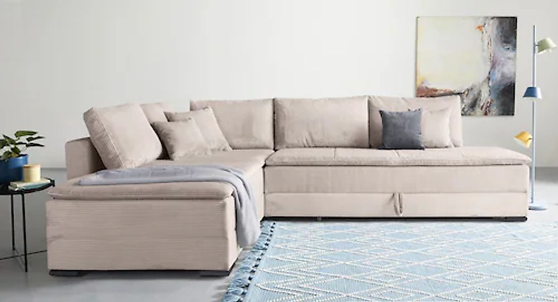 INOSIGN Ecksofa, inklusive Bettfunktion und Bettkasten günstig online kaufen