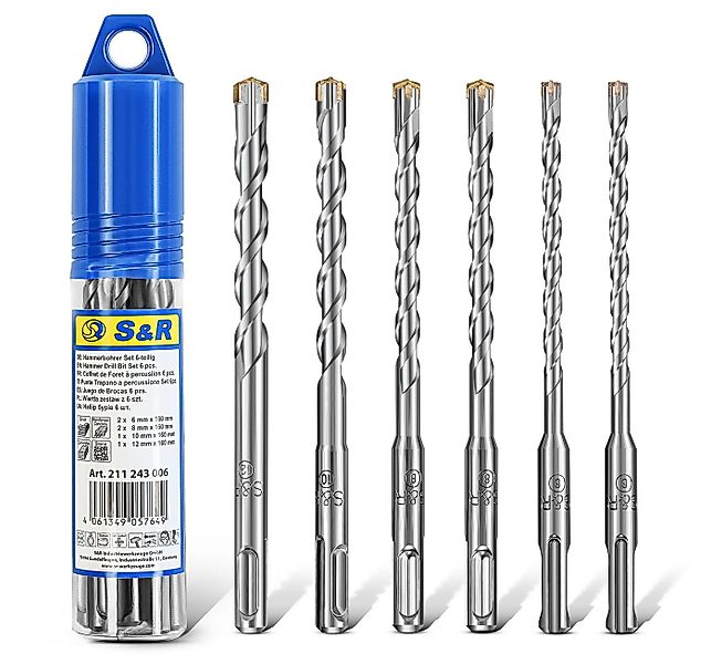 S&R Hammerbohrer SDS Plus Aufnahme, 4 x Schneiden, Stahlbeton Bohrer Satz, günstig online kaufen