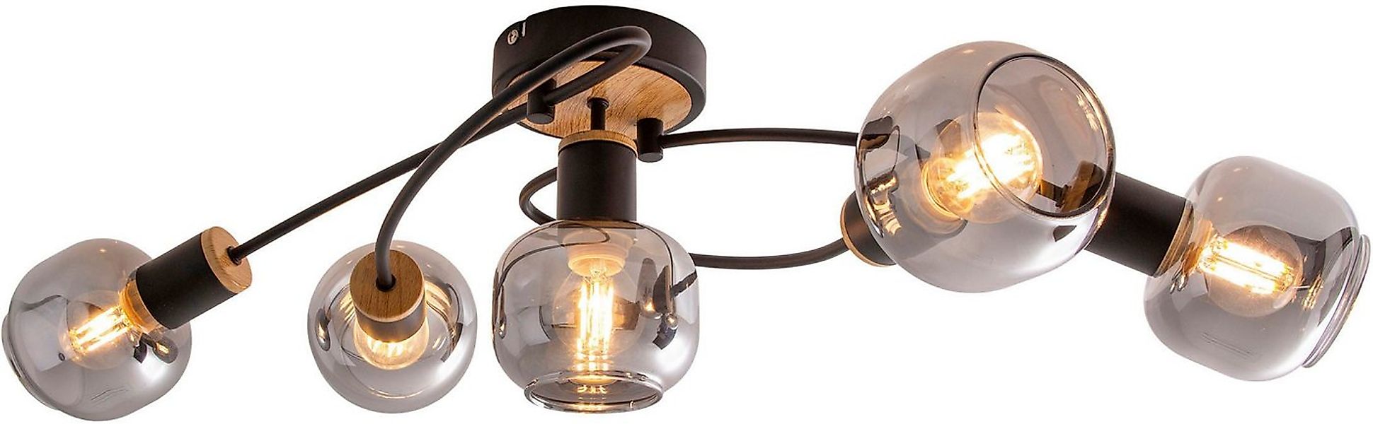 näve Deckenleuchte Fumoso, ohne Leuchtmittel, 5-flammig, E14, Glas dunkel g günstig online kaufen