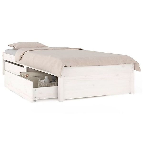 vidaXL Bettgestell, Bett mit Schubladen Weiß 100x200 cm günstig online kaufen