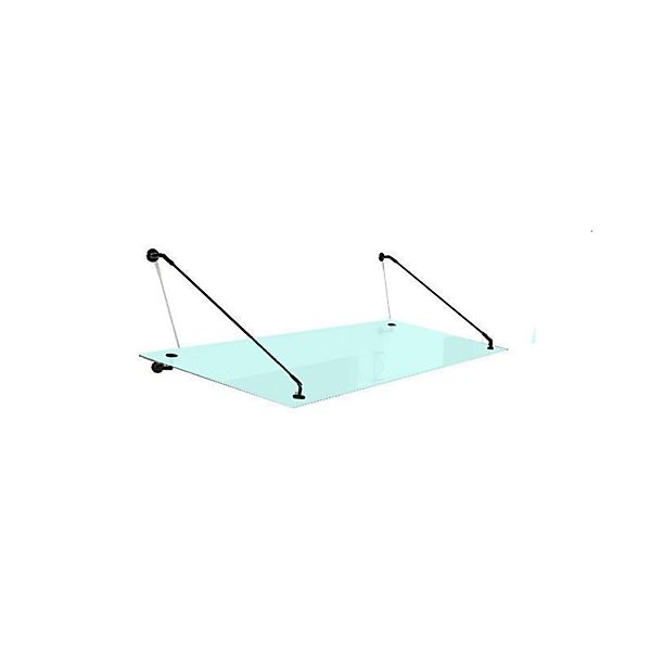 Glaszentrum Hagen STB 200x90 cm Glasvordach inkl. Halter Schwarz Milchglas günstig online kaufen