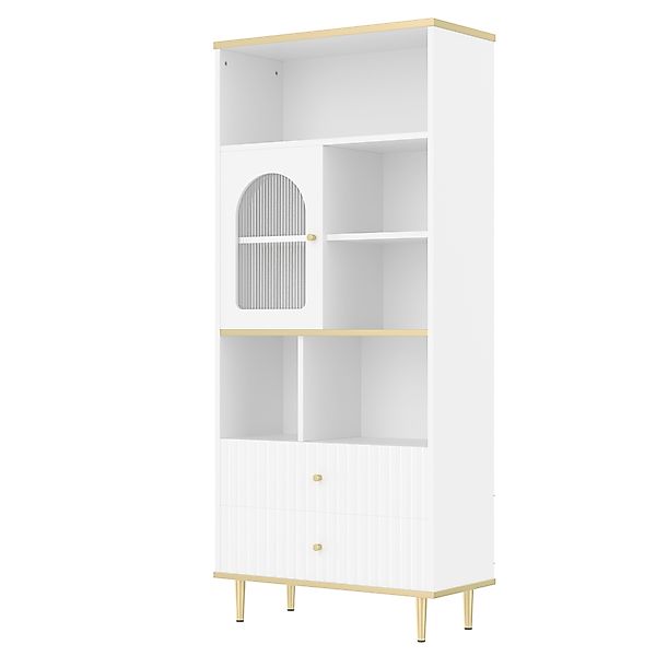 Multifunktionales Bücherregal mit mehrschichtiger Aufbewahrung, 78x36x180 c günstig online kaufen