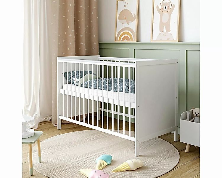 Baby-Delux Babybett Iva, Kinderbett 60x120 cm weiß Beißschienen höhenverste günstig online kaufen
