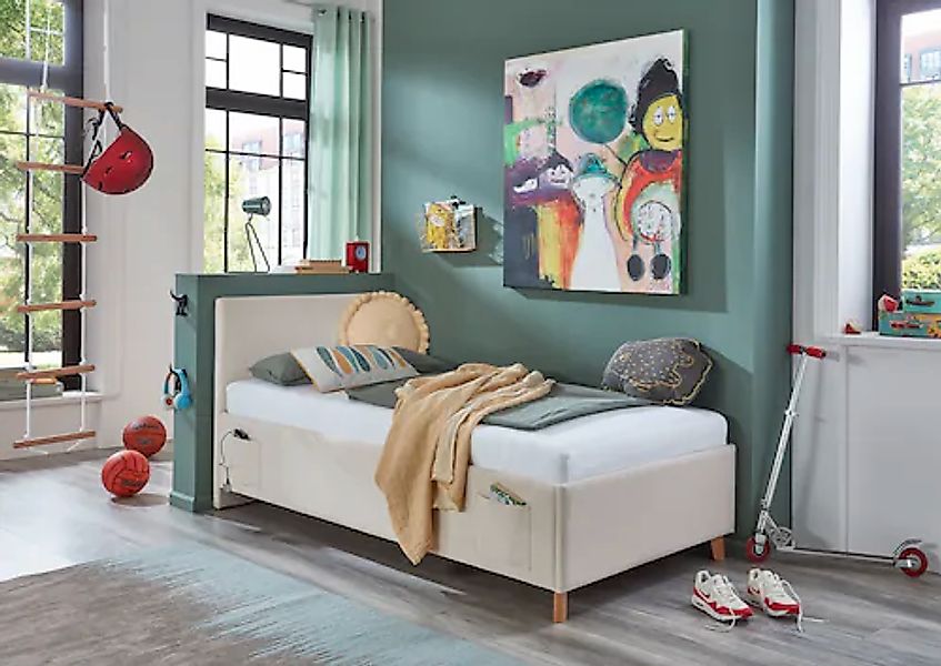 Polsterbett in Cord Cool ¦ grau ¦ Maße (cm): B: 100 H: 90 Betten > Polsterb günstig online kaufen