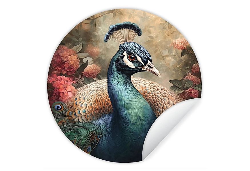MuchoWow Wandsticker Pfau - Vogel - Pflanzen - Pfauenfedern (1 St), Wandtat günstig online kaufen