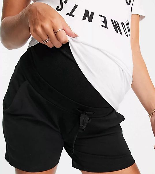 Mamalicious Maternity – Sweat-Shorts mit Überbauchbund in Schwarz günstig online kaufen