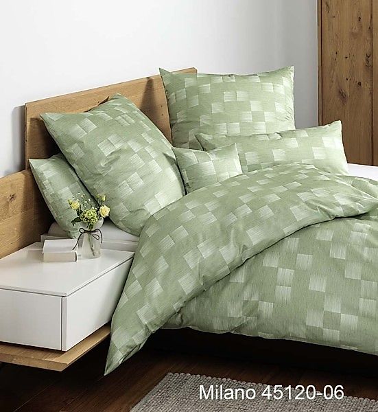 Janine Janine Mako-Satin Bettwäsche MILANO 45120 lindgrün Größe:  155x200 c günstig online kaufen