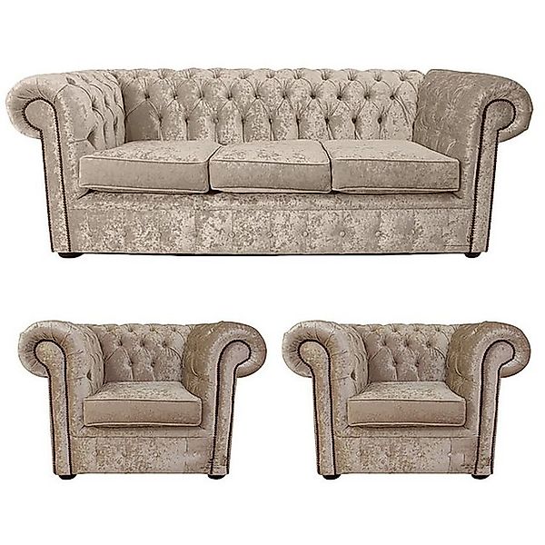 Xlmoebel 3-Sitzer Luxuriöses Polstermöbel-Set aus Sofa und Sesseln in Texti günstig online kaufen