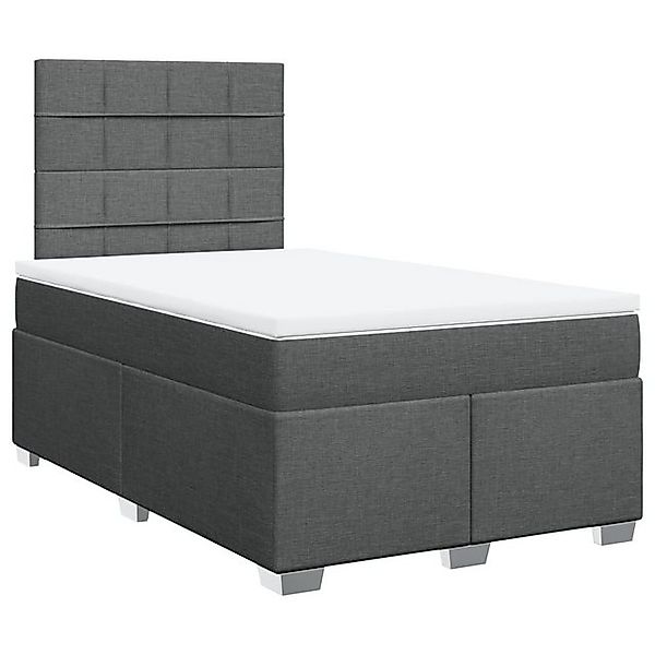 vidaXL Boxspringbett, Boxspringbett mit Matratze Dunkelgrau 120x200 cm Stof günstig online kaufen