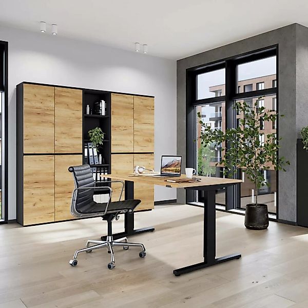 Büro Set Aktenschränke und höhenverstellbarer Schreibtisch 160 cm LUGANO-01 günstig online kaufen