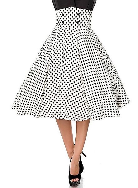 Metamorph Kostüm Tellerrock weiß-schwarz, 50er Jahre high-waist Retro-Rock günstig online kaufen