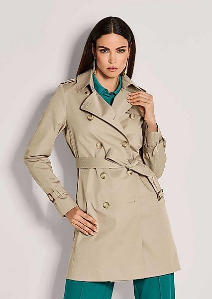 MADELEINE Trenchcoat Langarm Trenchcoat mit Bindegürtel Zweireihiger Kurzma günstig online kaufen