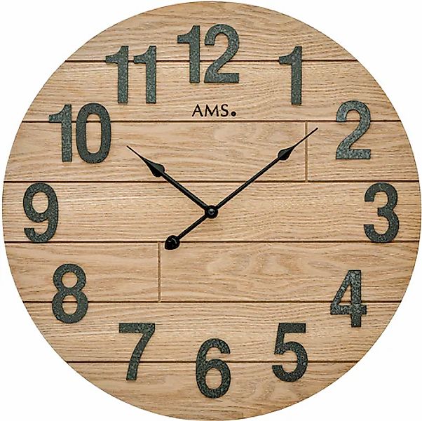 AMS Wanduhr »W9617«, Quarzuhr,Ø ca50 cm,eichefarben, Wohnzimmer, Esszimmer, günstig online kaufen