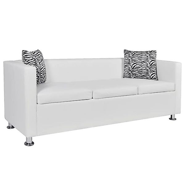 vidaXL Sofa Sofa 3-Sitzer Kunstleder Weiß günstig online kaufen