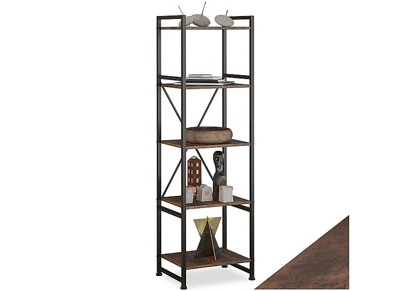 tectake Bücherregal Standregal, inklusive Kippschutz, 47,5 x 34,5 x 151,5 c günstig online kaufen