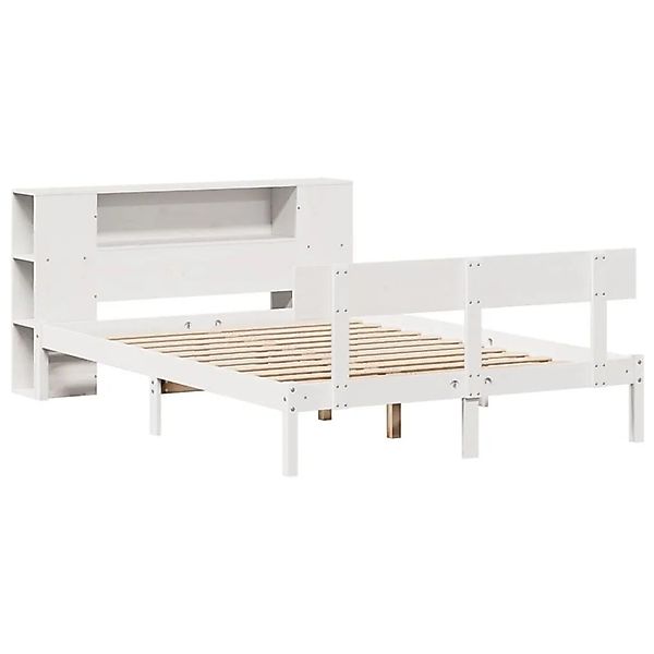 vidaXL Massivholzbett mit Regal ohne Matratze Weiß 135x190 cm Kiefer 332176 günstig online kaufen