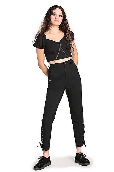 Hell Bunny Stoffhose Tifa Trousers Gothic Schnürung Nu Goth D-Ringe günstig online kaufen