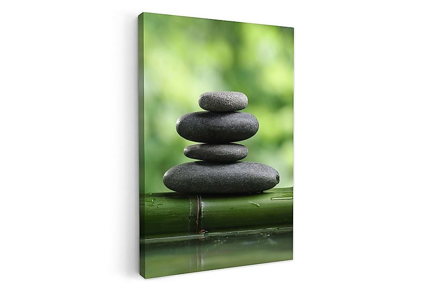 OneMillionCanvasses® Leinwandbild Zen - Stein - Grün - Natur - Bambus, Foto günstig online kaufen