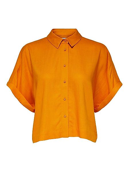 SELECTED Kurzes Leinenmix Hemd Damen Orange günstig online kaufen