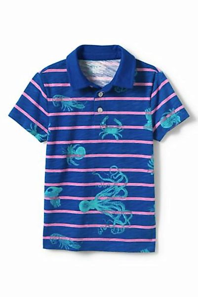 Slub-Jersey Poloshirt, Größe: 128-134, Blau, by Lands' End, Kobalt Meeresti günstig online kaufen