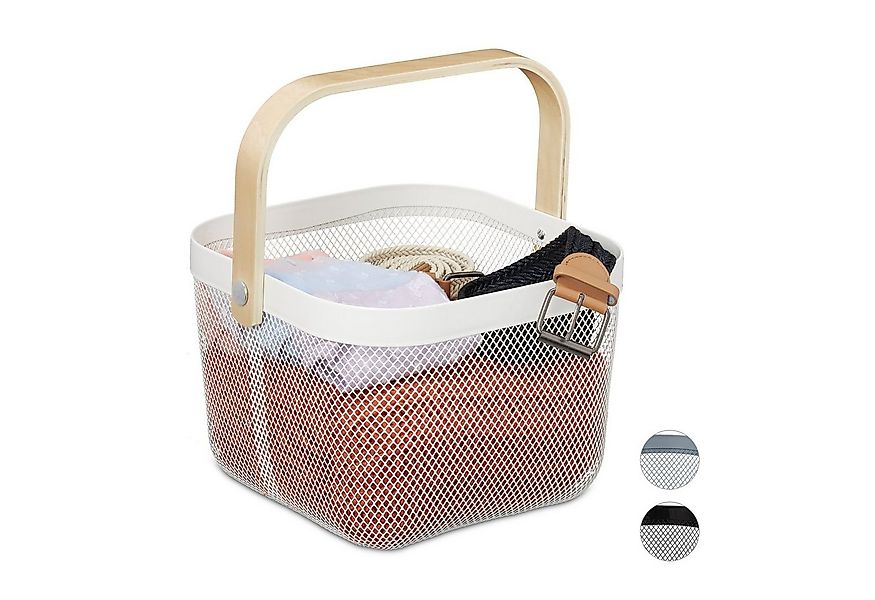 relaxdays Aufbewahrungskorb mit Griff, weiß günstig online kaufen