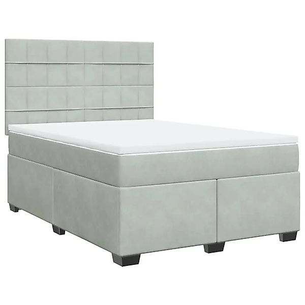 vidaXL Boxspringbett mit Matratze Hellgrau 140x200 cm Samt 3290930 günstig online kaufen