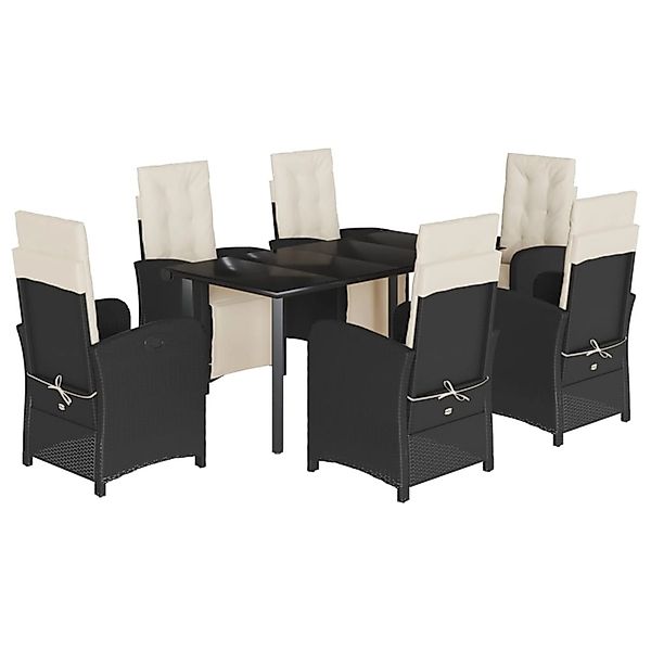 vidaXL 7-Tlg Garten-Essgruppe mit Kissen Schwarz Poly Rattan 3212525 günstig online kaufen