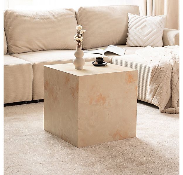 HOME DELUXE Couchtisch SELY - 50 x 50 x 50 cm, Travertin-Effekt, Marmoropti günstig online kaufen