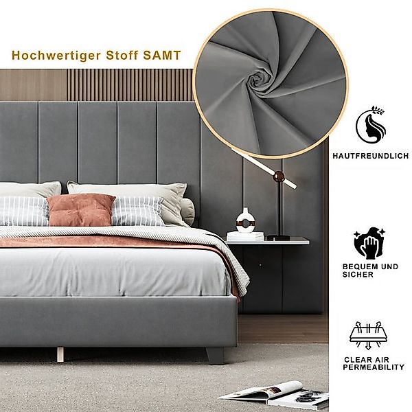 STILVORA Polsterbett 160x200 Bettgestell mit Ablagen und Lattenrost,Bett oh günstig online kaufen