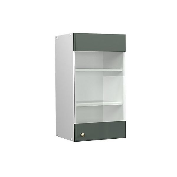 Vicco Küchenglasschrank Fame-Line Glashängeschrank Grün-Gold Landhaus/Weiß günstig online kaufen