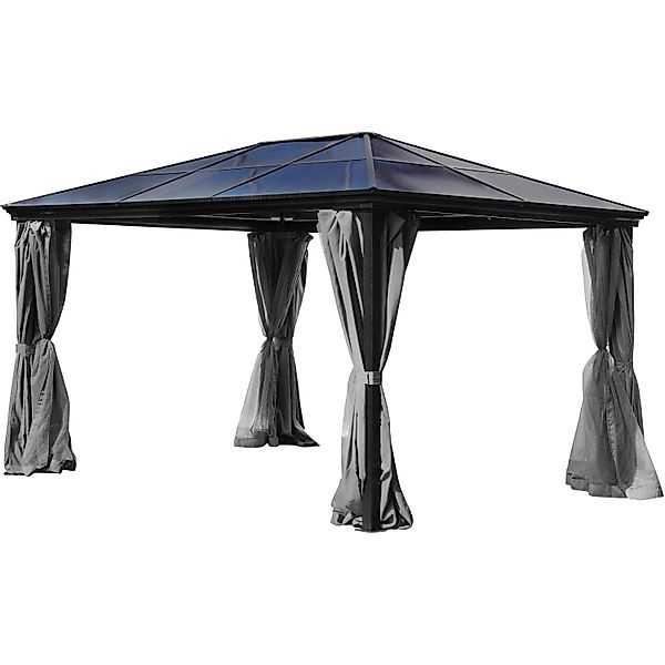 Jet-Line Gartenpavillon Taneo aus Alu mit Festem Dach 3 x 4 Meter in Anthra günstig online kaufen