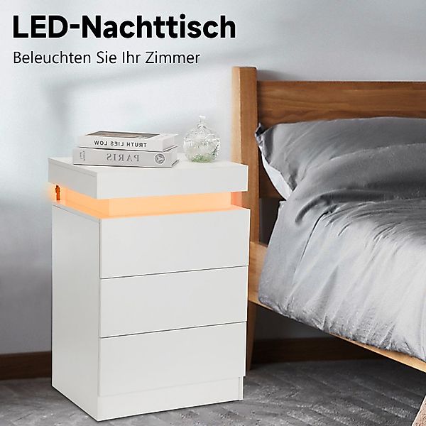 LETGOSPT Nachttisch Nachttisch mit LED-Beleuchtung, einstellbare günstig online kaufen