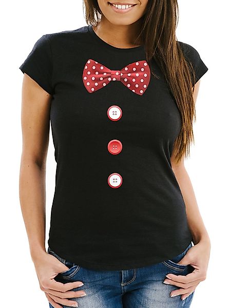 MoonWorks Print-Shirt Damen T-Shirt Fliege Knöpfe günstig online kaufen
