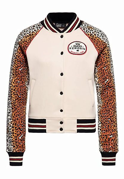QueenKerosin Collegejacke Rock'n'Roll Rebel Queen Raglanärmel mit Leoparden günstig online kaufen
