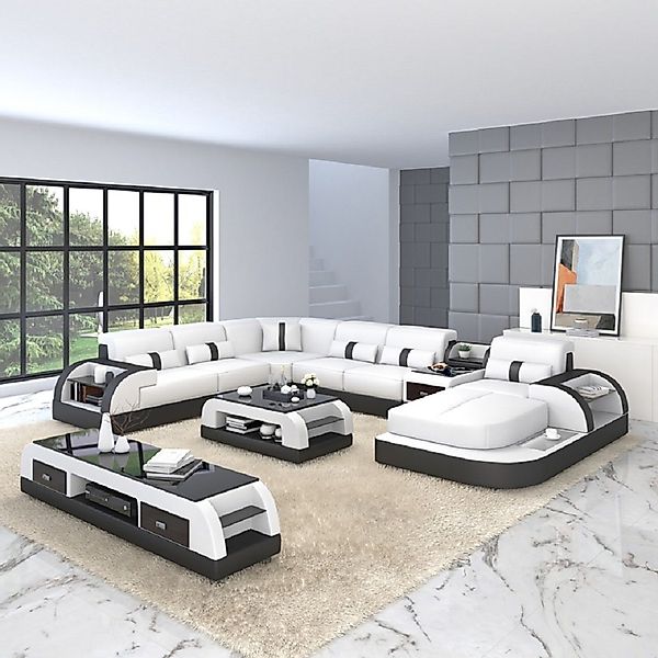 JVmoebel Ecksofa U Form Sofa Couch Polster Garnitur Wohnlandschaft Leder Po günstig online kaufen