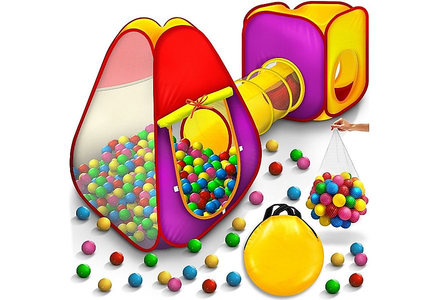 KIDUKU Spielzelt 3-teiliges Bällebad Babyzelt + Krabbeltunnel + 200 Bälle + günstig online kaufen
