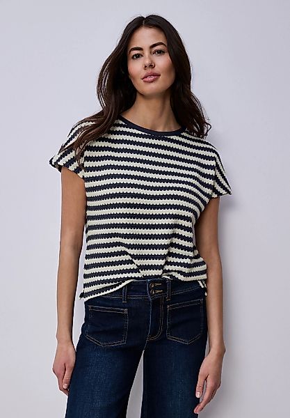 STREET ONE Rundhalsshirt "Style Cris" Sommershirt mit Streifen und im Stric günstig online kaufen