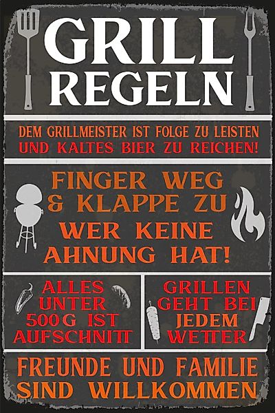 queence Metallbild "Grillregeln", Geschirr & Besteck, (1 St.) günstig online kaufen