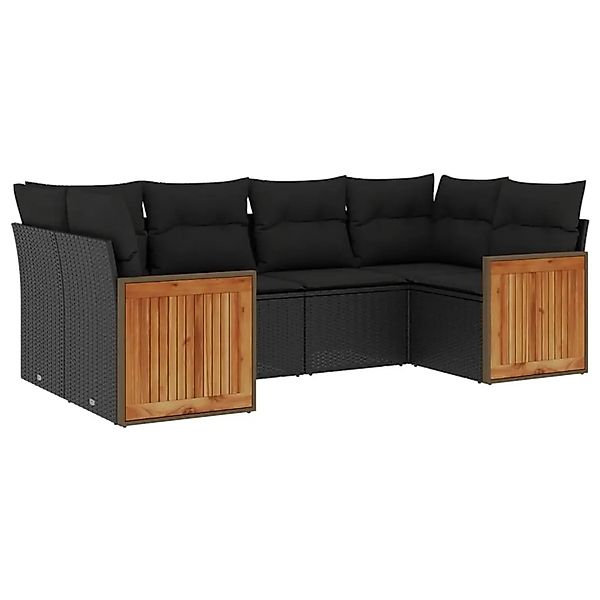vidaXL 6-Tlg Garten-Sofagarnitur mit Kissen Schwarz Poly Rattan 3260340 günstig online kaufen