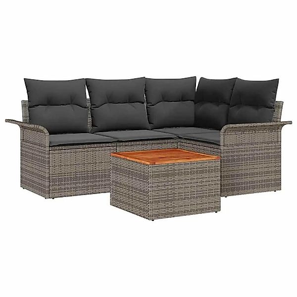 vidaXL Gartensofa-Set mit Speicher 5 Stk Grau Poly-Rattan 3355990 günstig online kaufen