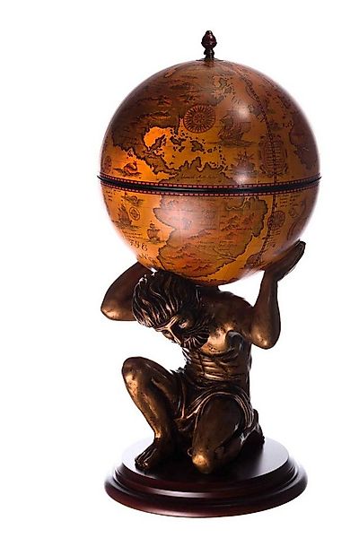 BIRENDY Dekoobjekt Barwagen JG42016R- Figur ATLAS Braun Globusbar Hausbar 1 günstig online kaufen