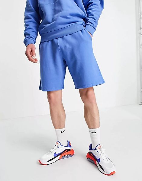 ASOS DESIGN – Oversize-Jersey-Shorts aus Bio-Material in Vintage-Blau verwa günstig online kaufen